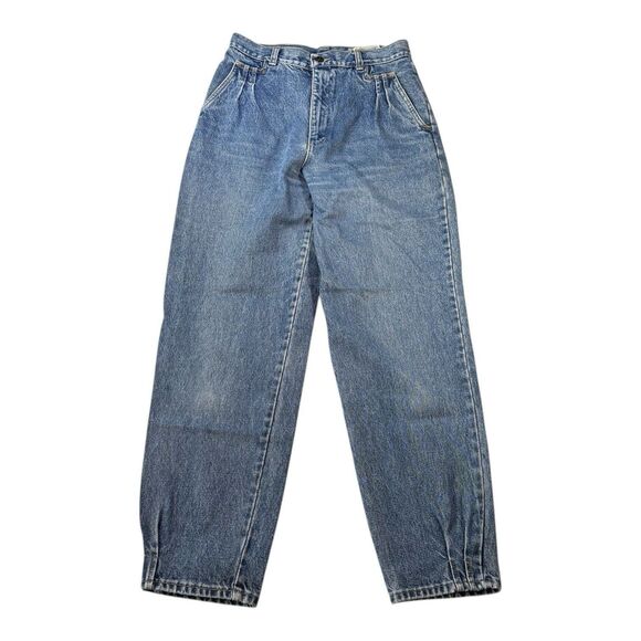 LAWMAN Mom Jeans Pleated Front Tapered Leg High Rise Blue Denim Western - Picture 1 of 11